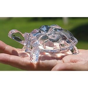 Crystal Clear/Art Glass/Tortoise/Turtle Figurine/Heavy Paperweight 2.5"x3.5" New